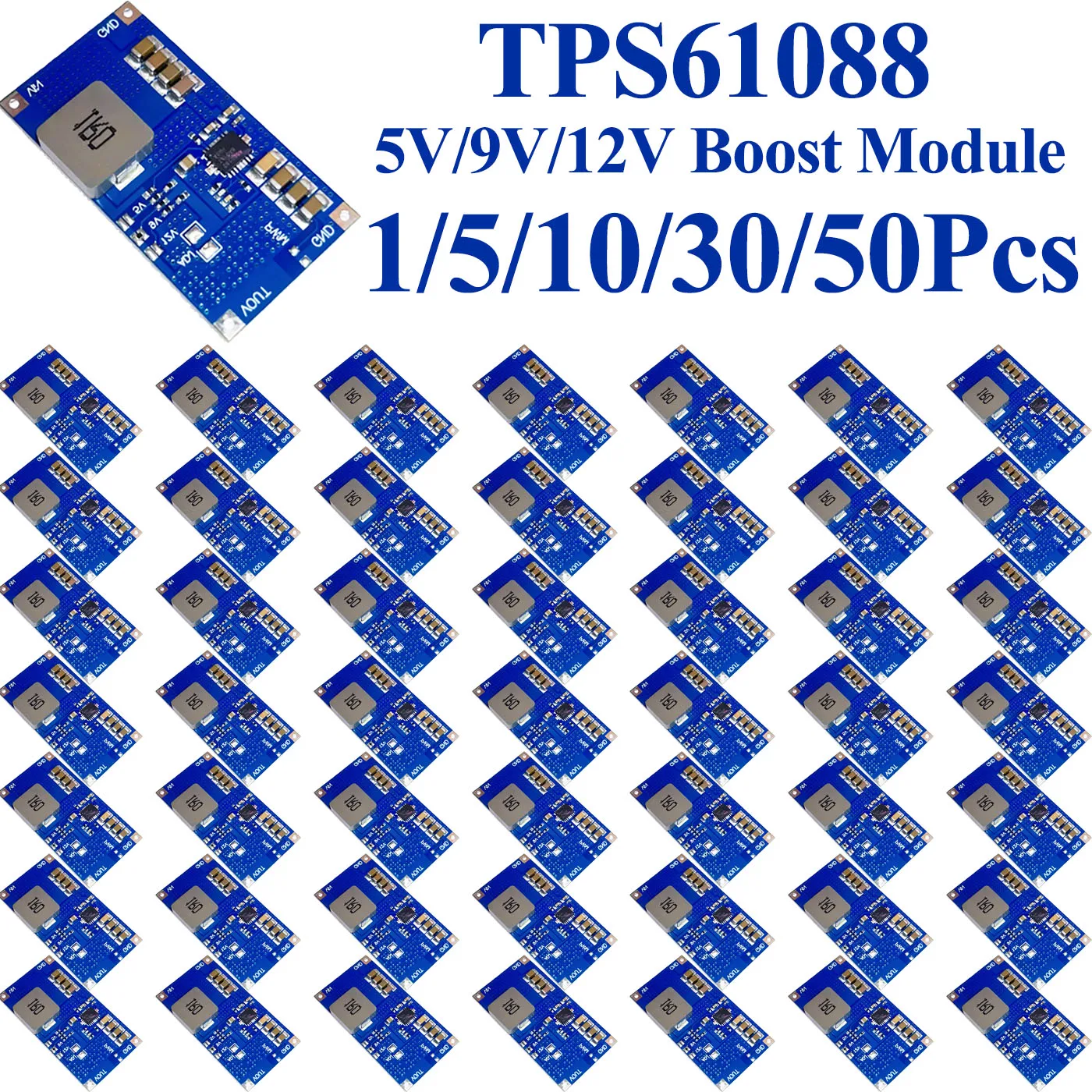 1/5/10/30/50Pcs TPS61088 5V 9V 12V Boost Module DC-DC Switching Power Supply High Power Lithium Battery Step Up Board