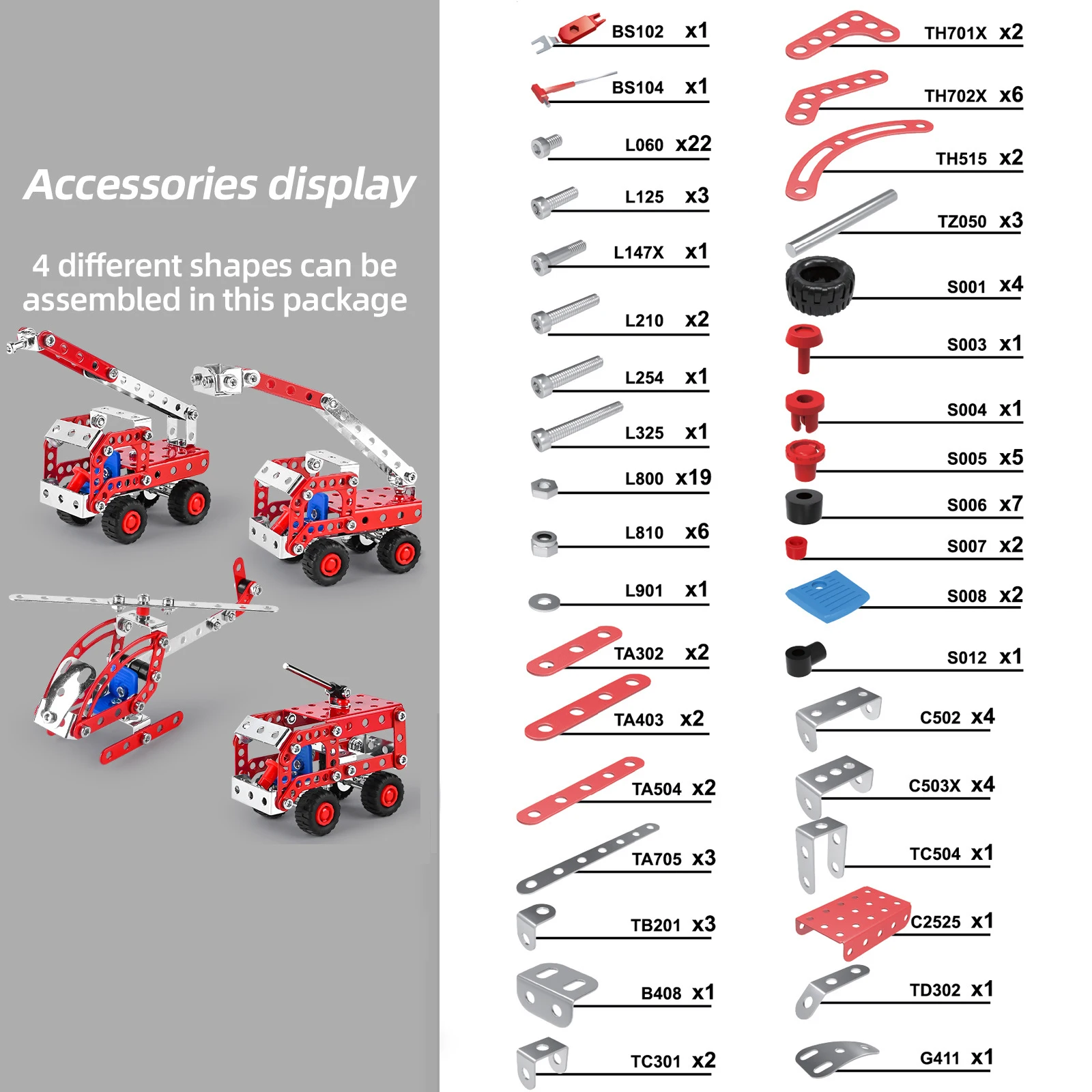 Metalowy klocki do budowy montażowy wóz strażacki Model koparki do dźwigu spychacz urządzenie inżynieryjne zestaw DIY nakrętka śruby zabawka ze stopu dla chłopca