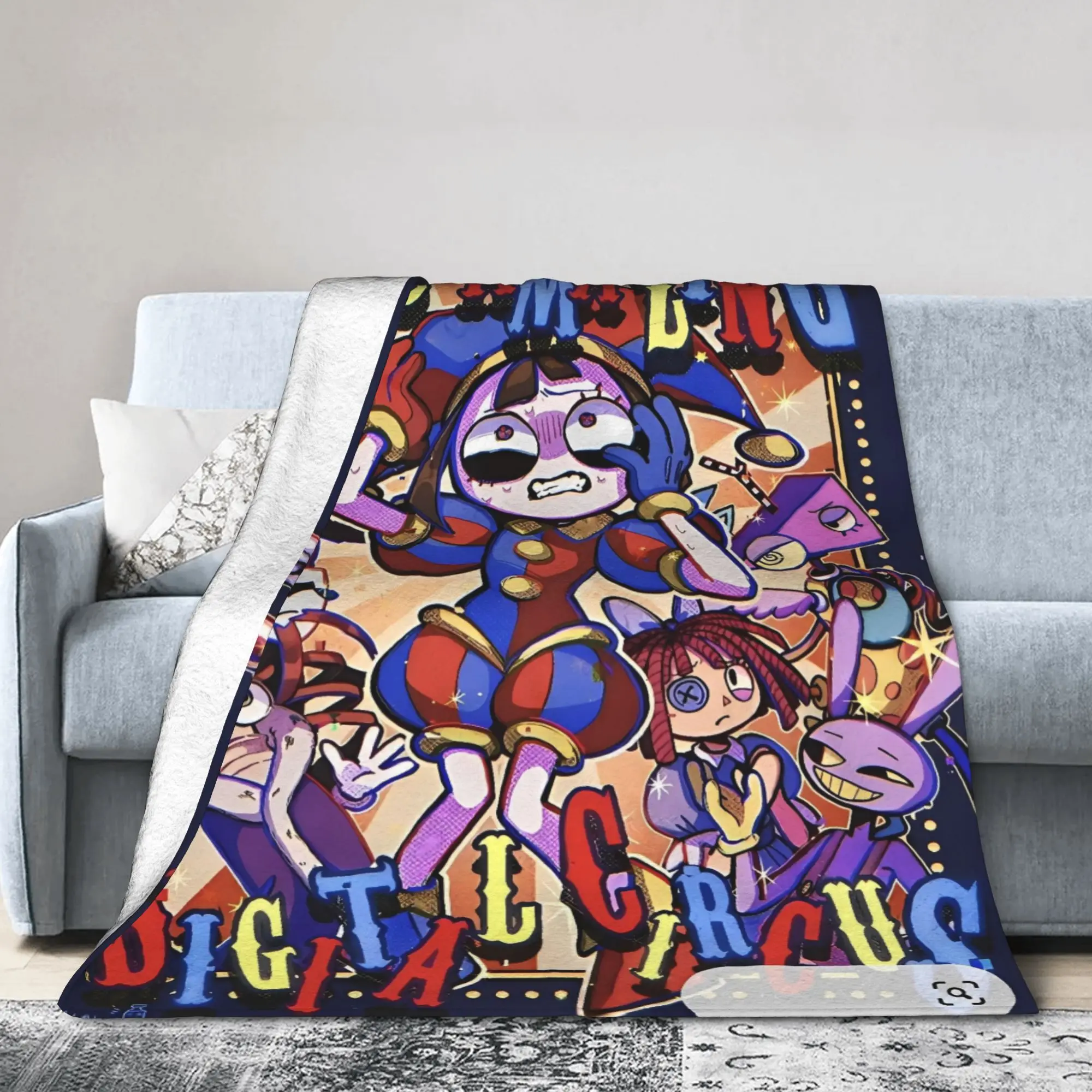 أنيمي المذهلة الرقمية السيرك البطانيات الزخرفية الفانيلا رمي بطانية للخارجية الدافئة لينة جودة مخصصة المفرش هدية