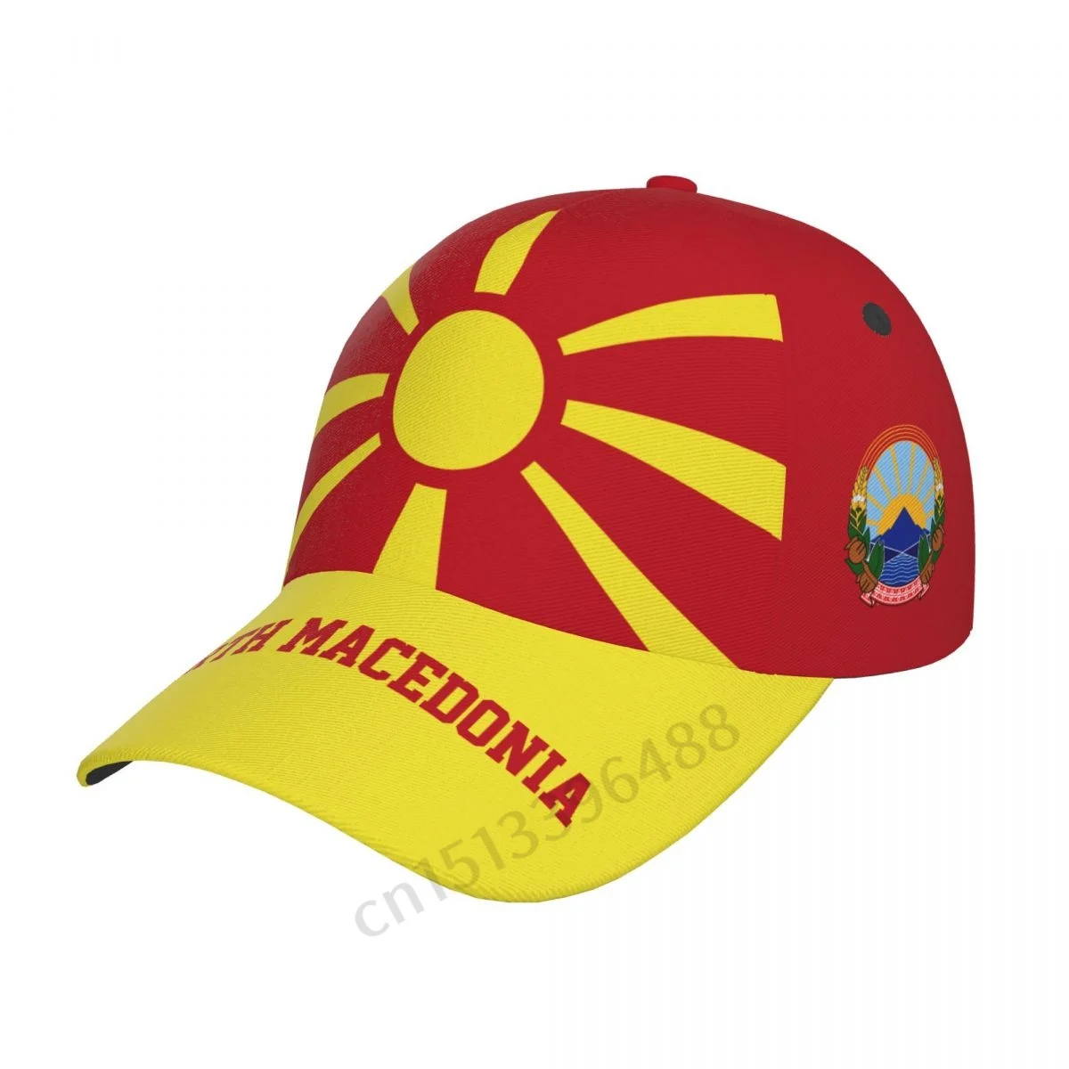 North Macedonia Flag 3D Soccer Hats Sun Baseball Cap Breathable Adjustable Men Women Outdoor Fishing Hat