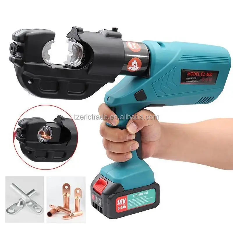 EZ400 12Ton Industrial 18V Battery Hydraulic Crimping Tool Kit 12 Dies 16-400mm Rechargeable DIY Electrical Terminal Cable