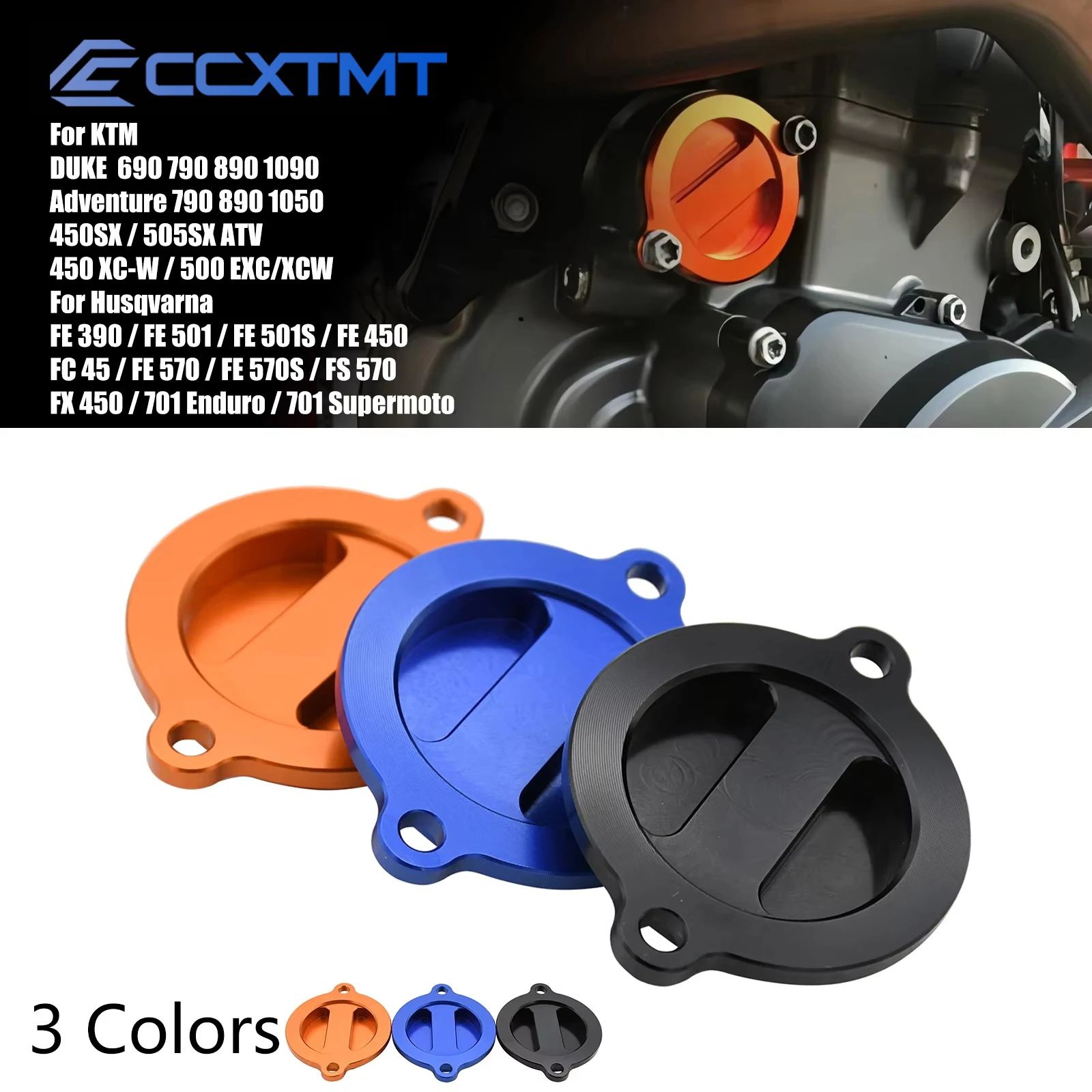 Tapa de aceite CNC para motocicleta, cubierta de filtro de combustible y aceite FX para KTM DUKE 1290 Super Adventure 690 790 890 1090 para Husaberg Husqvarna FE FS