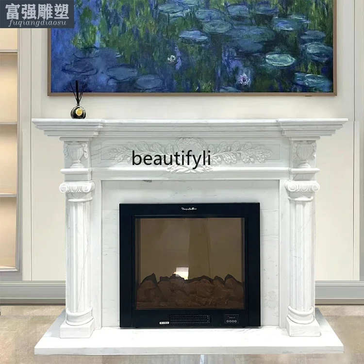 

b51 French fireplace simple carved American marble fireplace white marble stone fireplace decorative cabinet