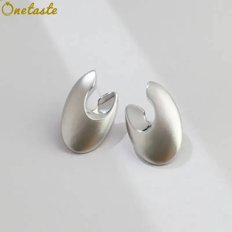 Real 925 Sterling Silver Big U-shape Stud Earrings For Women Simple Unique Trendy Geometric Chunky Statement Earring Party Gift