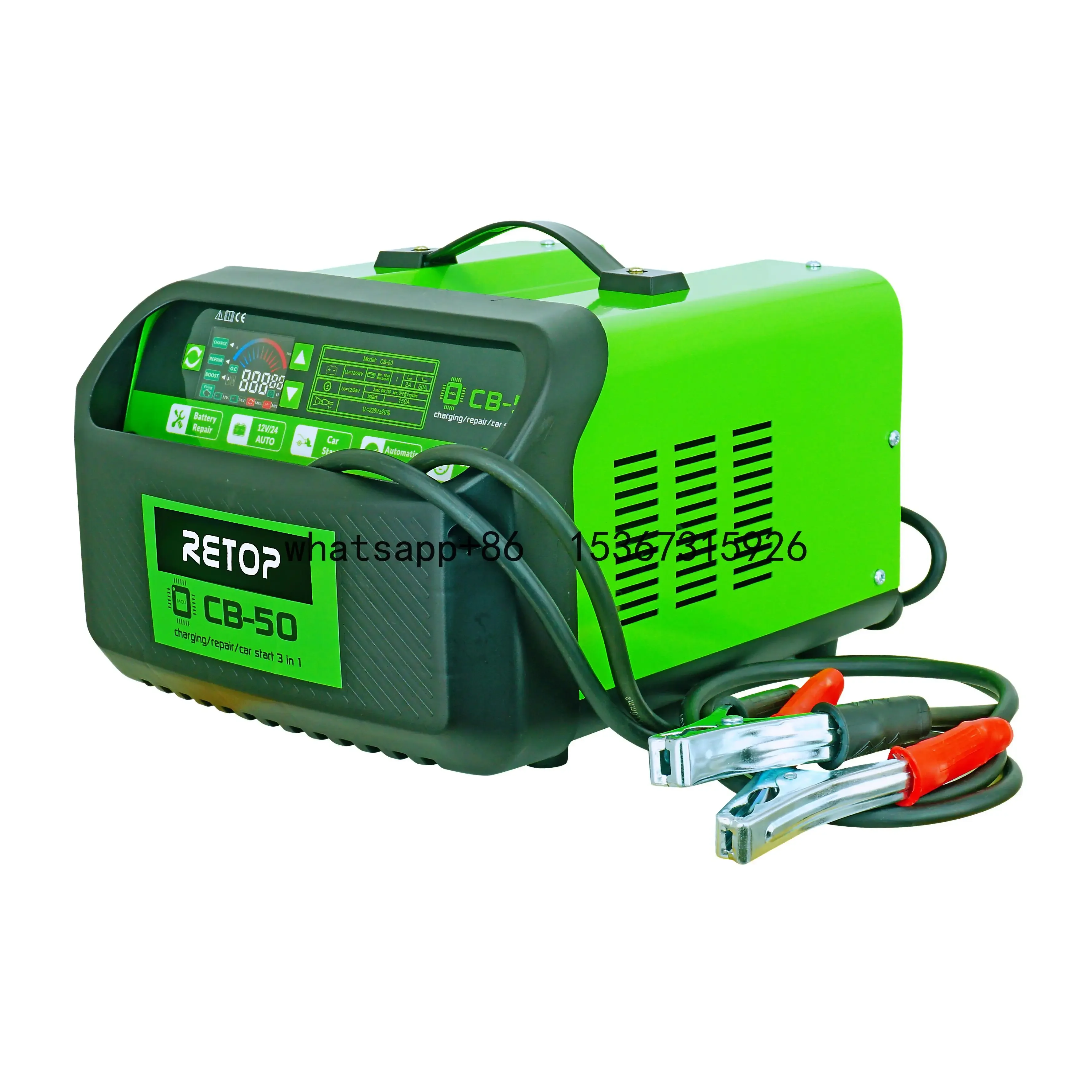 12V 24V fast battery charger with auto voltage, auto stop at full, reverse connection protection, engine start, battery repair