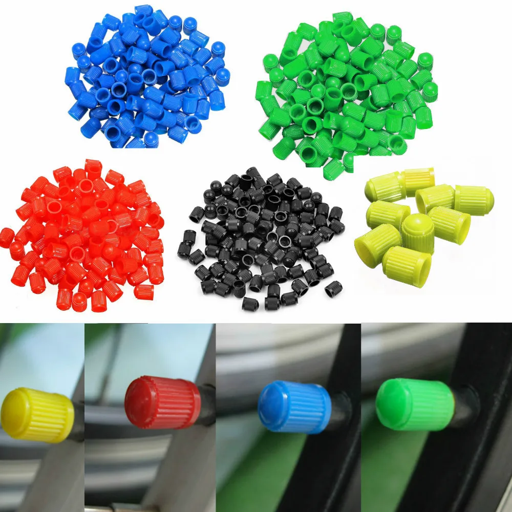 

100Pcs/Set Car Tire Air Valve Stem Caps Auto Wheel Stem Air Valve Dust Covers Auto Motocycle Bike Dustproof Caps