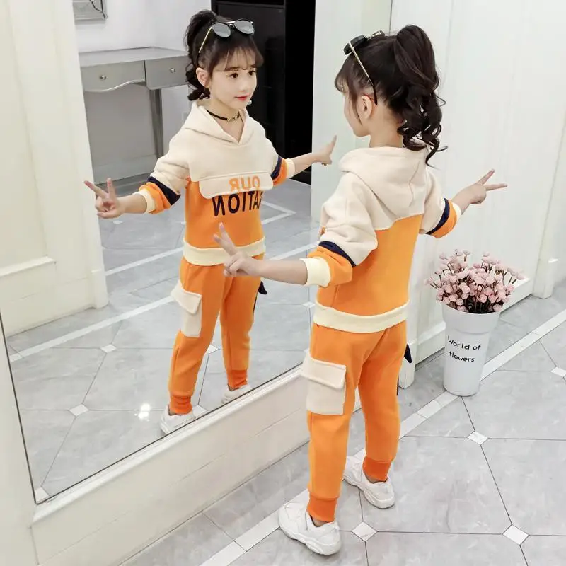 Set di abbigliamento per ragazze Top con cappuccio + pantaloni 2 pezzi primavera autunno Set per bambini abbigliamento per ragazze adolescenti abiti