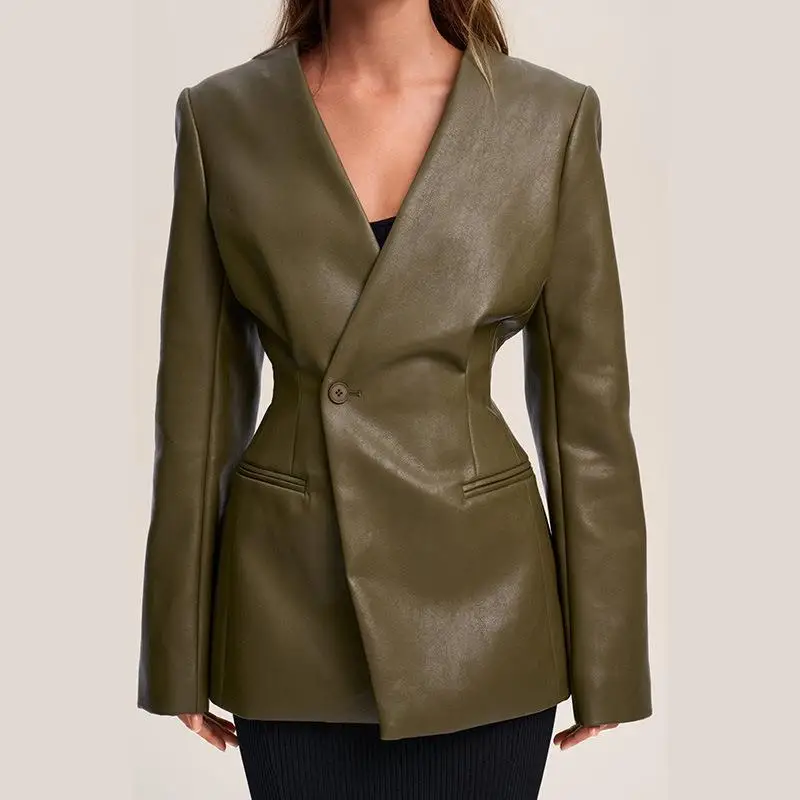 een Abito slim fit Jaet Cappotto in pelle Faion V-Ne da donna Autunno Inverno Sli Capispalla Briti Sle Long Sve