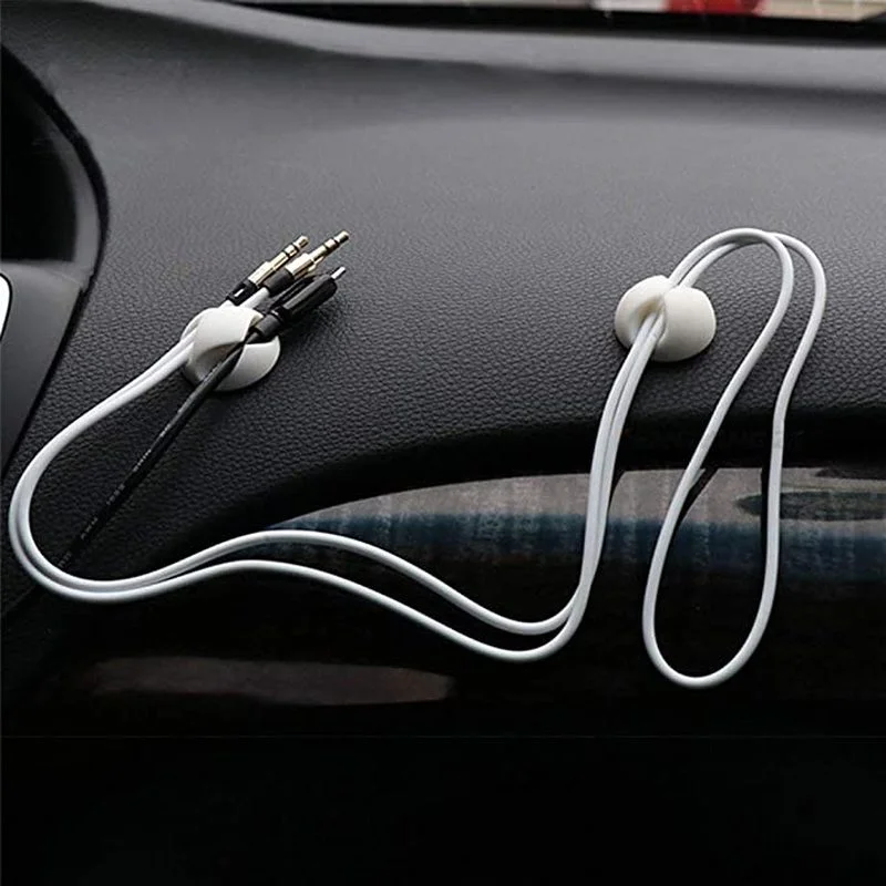 5/10/20pcs Silicone Winder Headphone Landline Cable Clip Office Desktop Organizer USB Charger Hub Clip Car Self-Adhesive Holder