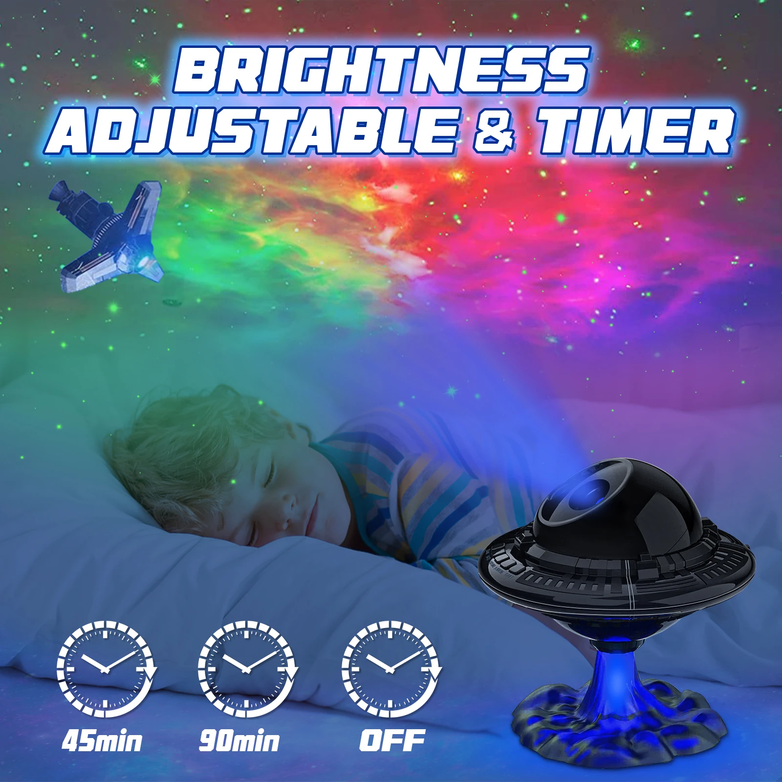 UFO Star Projector, Galaxy Projector for Bedroom, Starry Nebula LED Lamp with Timer and Remote, UFO Galaxy Night Light