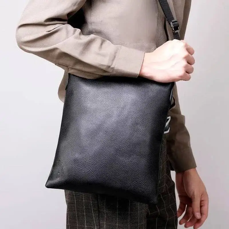 

2025 New Solid Men's Handbags Cow Genuine Male Shoulder Real Natural Leather Crossbody Bag Messenger Bags