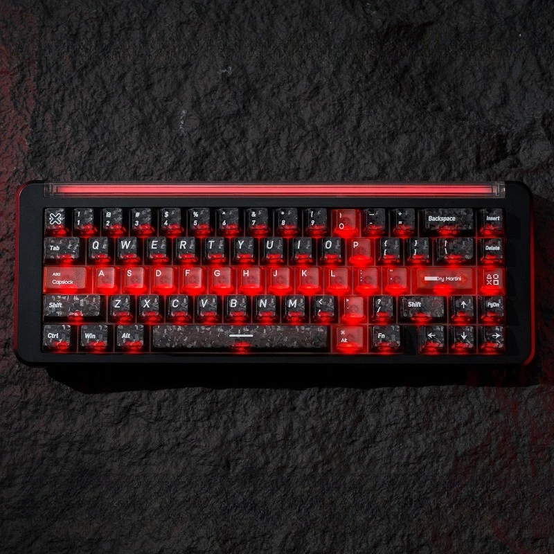 Frosted Matte Transparent PC Material Red Clear Keycap Set OEM Profile Carbon Fiber Light Transmission 135keys Keycap