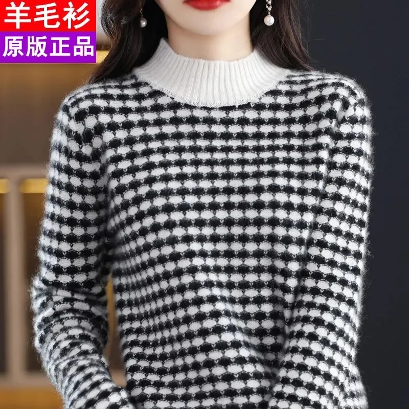 

High Quality Wool Sweater Female Jacket Autumn Winter 2024 New Pullover Coat Fashion Women's Knitwear Bottoming Shirt Tops Lady