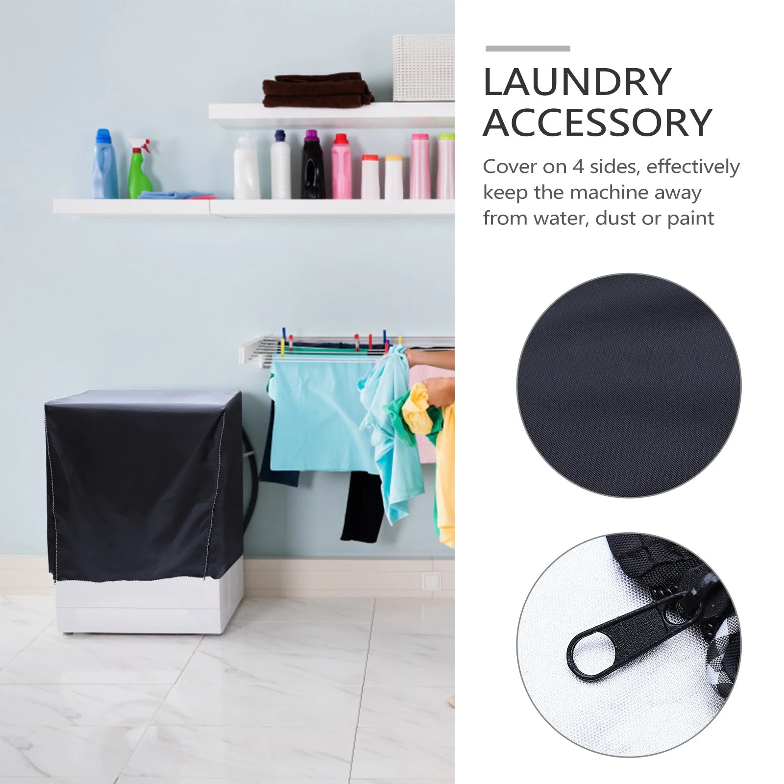 غطاء الغسالة مقاوم للماء قماش أكسفورد سميكة حامي اللوحة الأمامية شريط مرن الغبار غطاء مجفف الغسالة #1