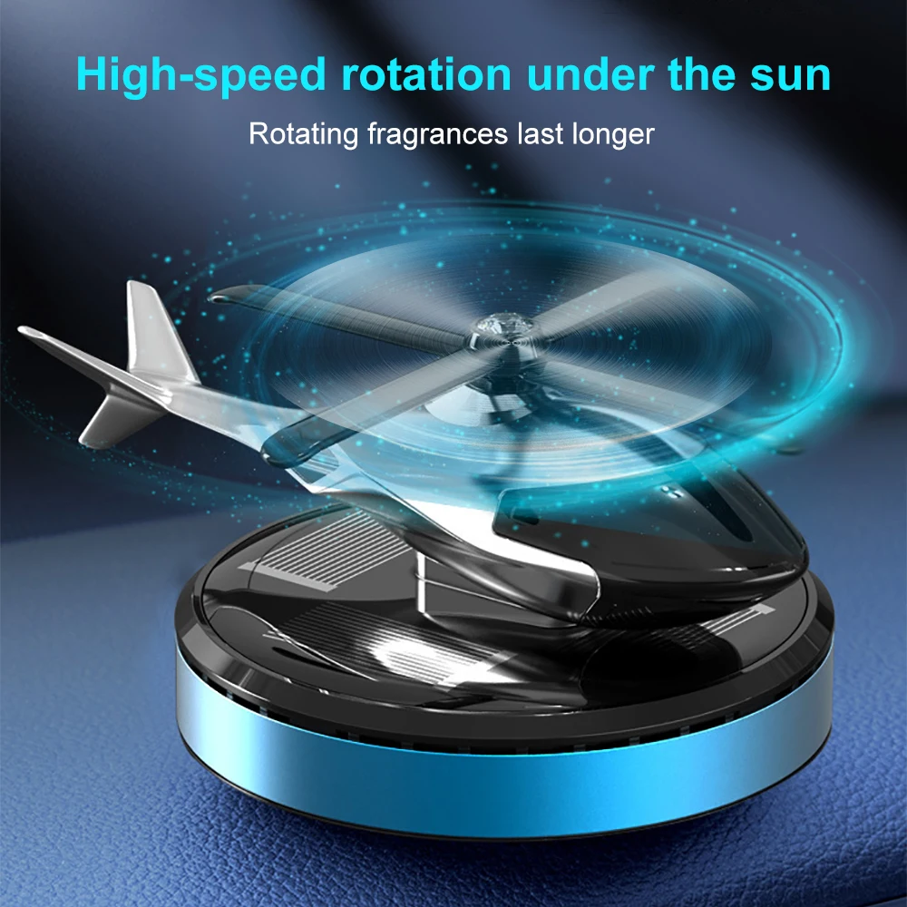 Solar Power Helicopter Air Fresh Cystal Solar Energy Plane Diffuser Spinning Helicopter Perfume Car Dashboard Aromatherapy