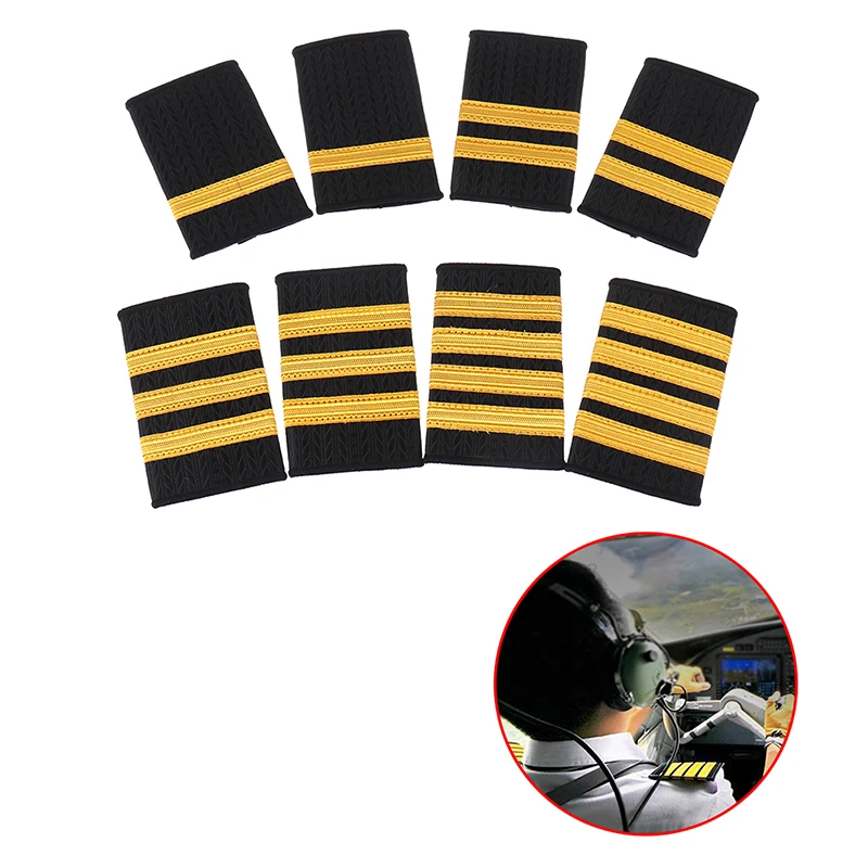 1 Pair Epaulettes Professional Uniform Epaulets Gold Stripe Shoulder Badges