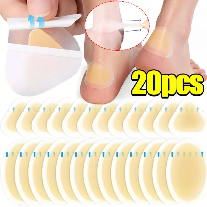 20pcs Adhesive Hydrocolloid Gel Blister Plaster Heel Anti-wearing Heel Sticker Pedicure Patch Plaster Foot Care Tools