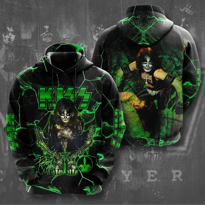 

2025 Rock Band Kiss Hoodies 3D Print Men Women Hip Hop Oversized Pullover Hooded Sweatshirts Fashion Streetwear Man Clothing