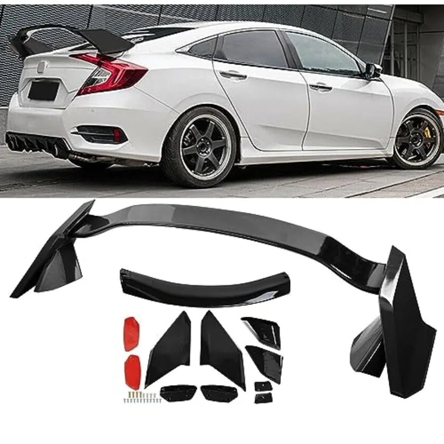 

Glossy Black Type R Style Trunk Spoiler Wing for Honda Civic 4 Door Sedan 2016-2021 Lightweight ABS Plastic High-Performance Ae