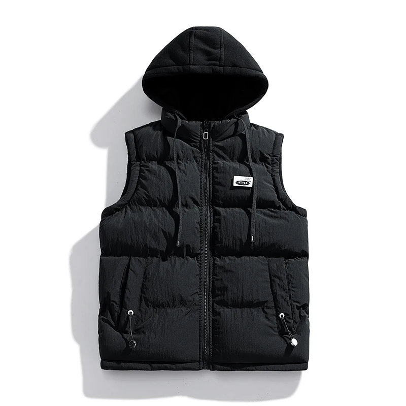 

Winter Military Jacket Double Side Wear Men's Lightweight Sleeveless Warm Puffer Vest Streetwear Hooded Warm Puffer Vest