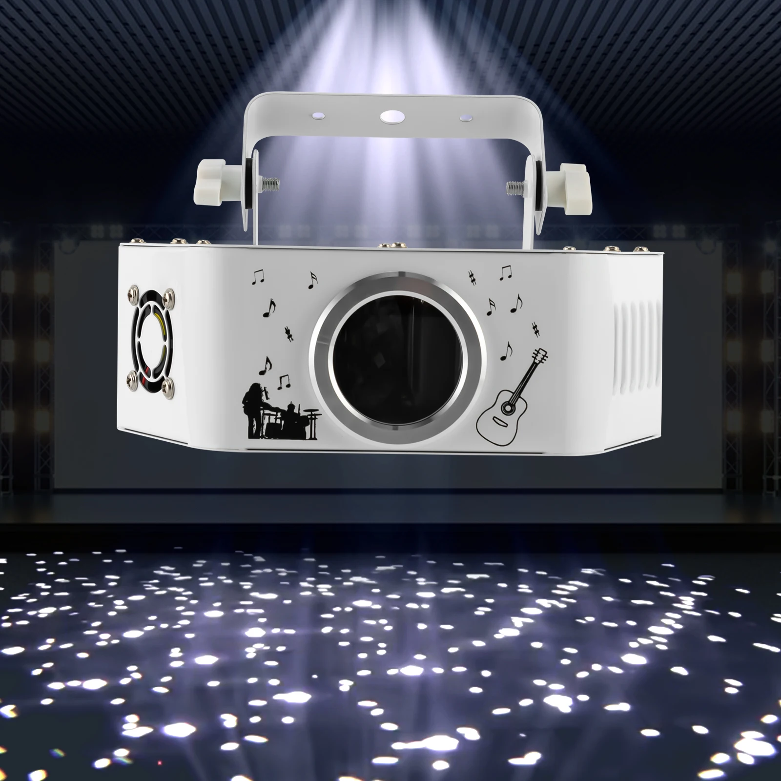 

60 Вт белый железный лазерный свет для сцены для дископов, вечеринок по случаю дня рождения, баров, КТВ, клубных танцевальных зала, концертов, Рождества, бальных комнат