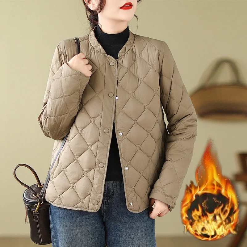 

Модная осенне-зимняя легкая пуховая куртка из хлопка для женщин, с воротником, длинными рукавами, теплая хлопковая куртка, верхняя одежда