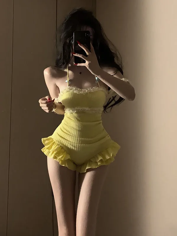 

Sweet Sle One-Piece Swimsuit Women's Pure Desire Sexy Cover-Up Slimming Student Sweet Summer High-End Feeling Swimwear