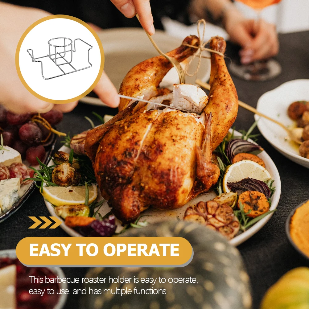 

Folding Chicken Rack Rotisserie Holder Beer Can Roasting Turkey Barbecue Camping Stainless Steel Multi Function Poultry Kitchen