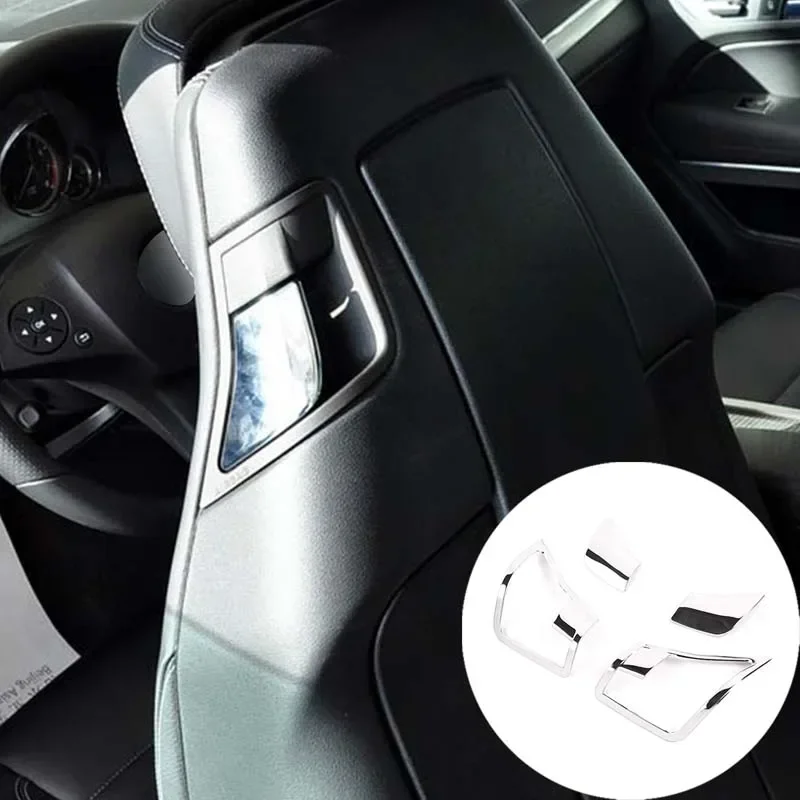 

4Pcs For Mercedes Benz C/E Class Coupe W204 W207 2009-2016 Stainless Steel Car Seat Back Adjustment Panel Frame Trim Accessories