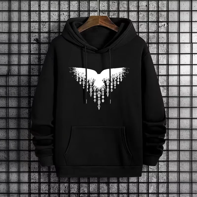 Viking Raven Mens Hoodie 2025 Urban Streetwear Fashion Hooded Sweatshirt Male Trendy Casual Street Style Autumn Winter Pullover