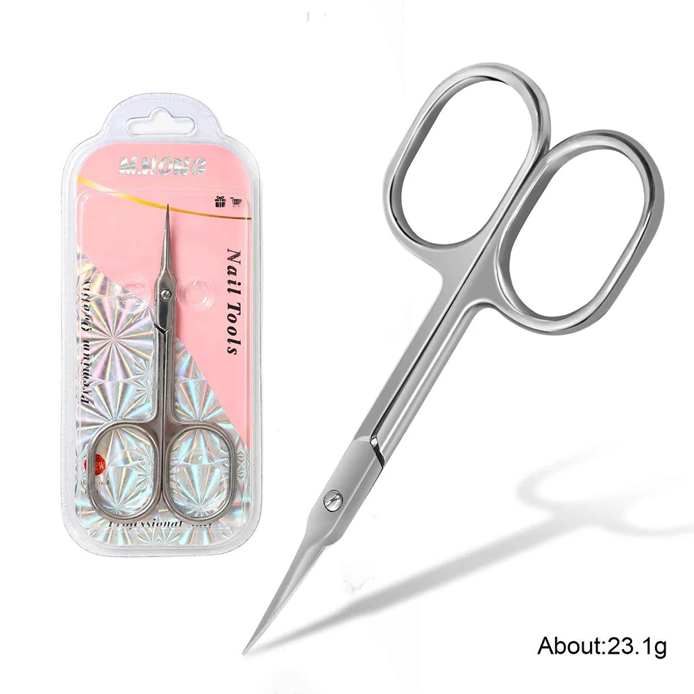 Tijeras para cutículas afiladas de larga duración, hoja curva chapada, Kit de aseo de belleza para pedicura, cortaúñas para cejas, herramienta de manicura