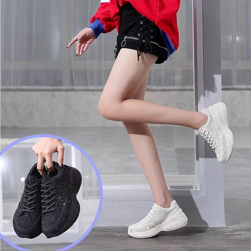 AIYUQI Women Sneakers Platform 2024  Rhinestone Sponge CakeWomen Casual Shoes Large Size Sneakers For Women