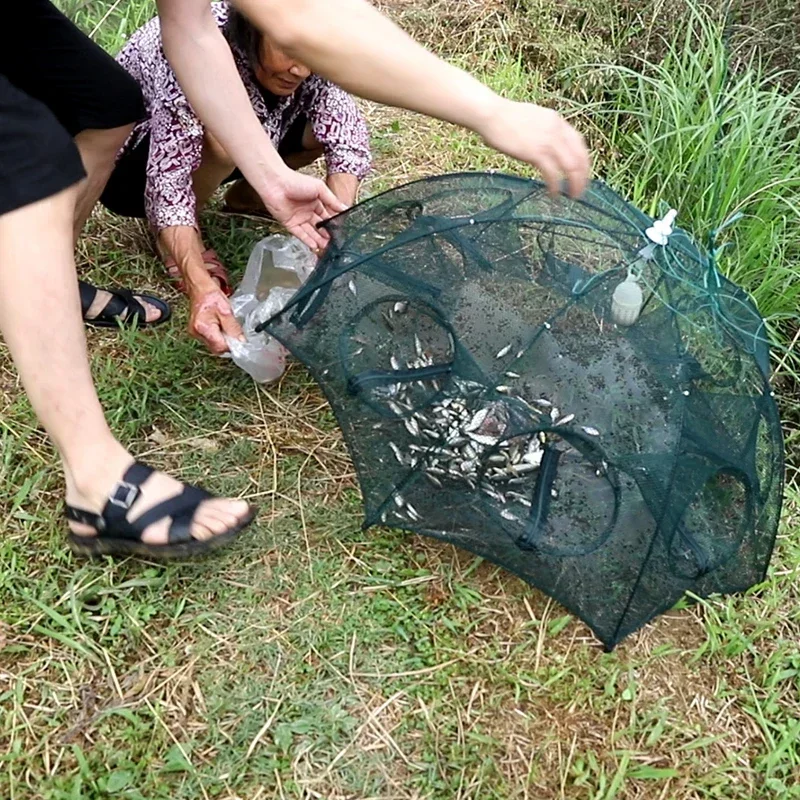 Foldable Fishing Net Portable Umbrella Fish Net Automatic Wear-Resistant Fishing Rede Fish Cage Outdoor Camping Multitool