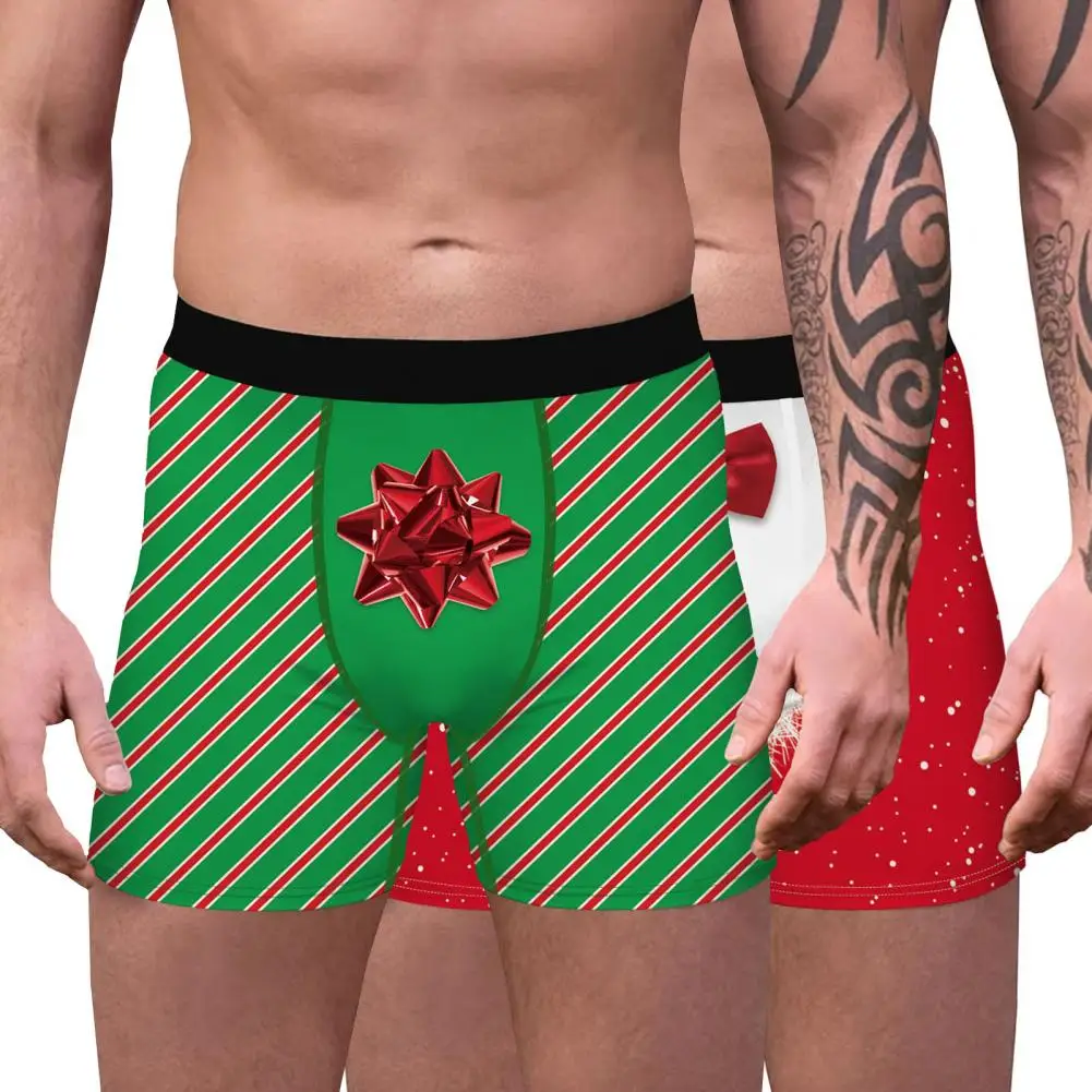 Men\'s Christmas Boxers Briefs 3D Print Aseptic Festive New Year Men Boxers for Party Men Boxers Comfy Underwears Underpants