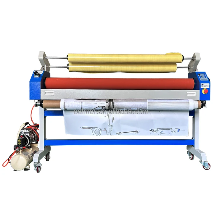 

Полуавтоматический пневматический электрический ламинатор для холодной ламинации с воздушным компрессором EC-1600Q и автоматическим удалением подложки холодной пленки