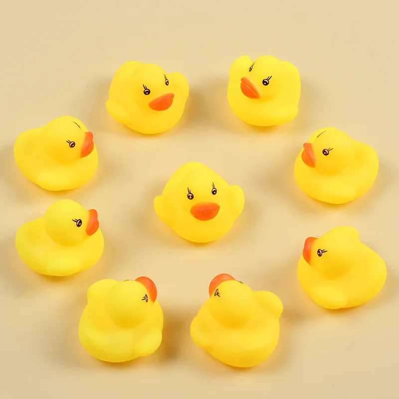 5Pcs Cartoon Cute Simulation Of The Small Yellow Duck Toys Kids Summer Bath Play Water Toys Squeeze Will Call Small Yellow Duck