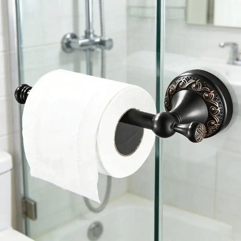 

Copper Toilet Paper Holder Retro Bronze Color Wall Mounted Simple Setups Hygienic Bathroom Decors Quick Fixing M4YD