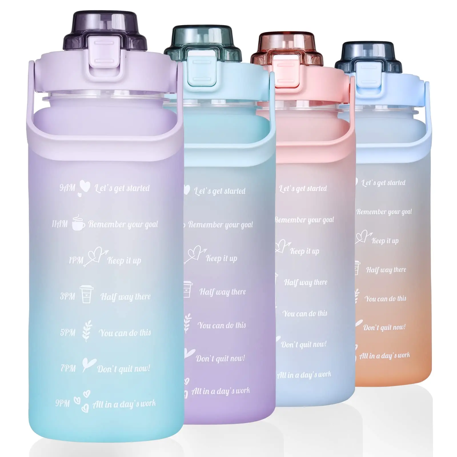 Sports Water Bottle 2 Liters Water Cup Leakproof Gradient Plastic Drinking Bottles Outdoor Travel Gym Fitness Jugs for Kitchen