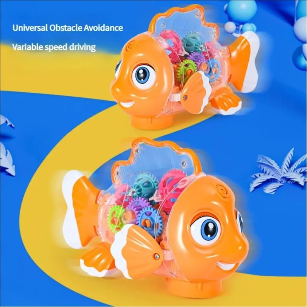 Engrenagem elétrica transparente, peixe dourado, brinquedos para crianças com música e luzes, brinquedos educativos para bebês, presentes para tempo da barriga
