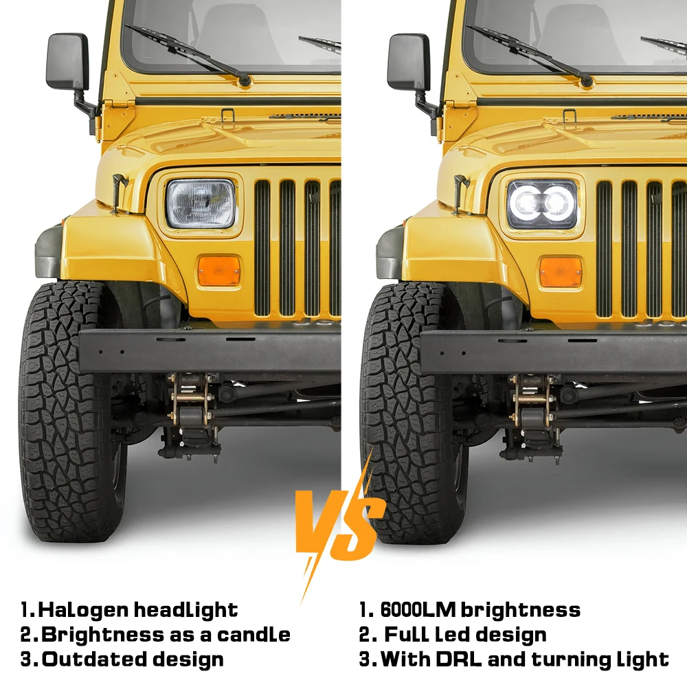 Faro LED para coche 5x7 7X6, luz de señal de giro DRL de haz alto, faro cuadrado Led para Jeep Wrangler Cherokee XJ YJ para GMC