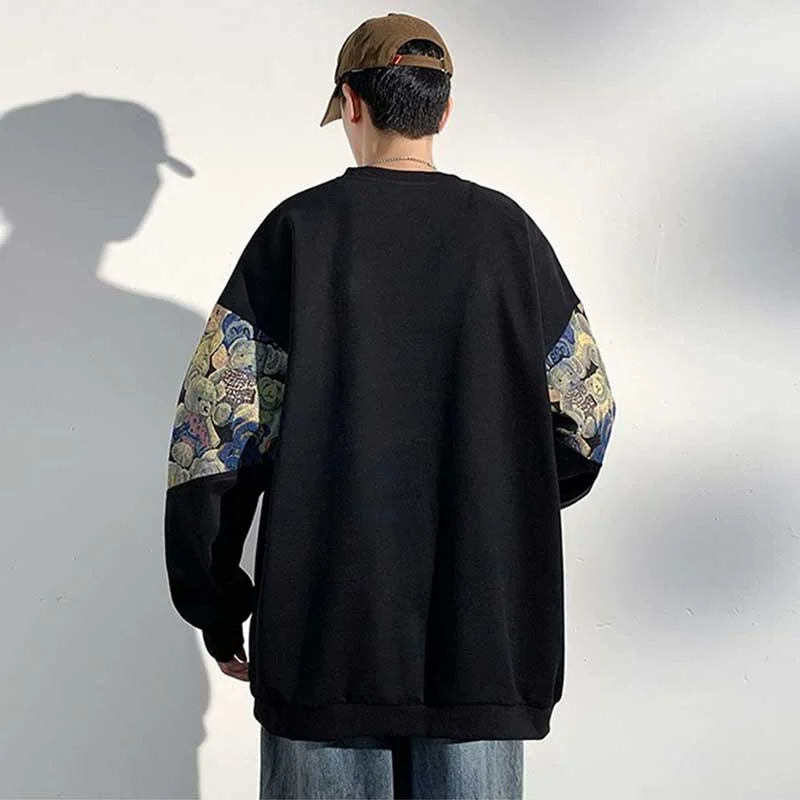 New Bear Graphic Print Pullovers Men Y2K Vintage Streetwear Crewneck Sweatshirts Hombre Autumn Hip Hop Loose Tracksuit Clothing