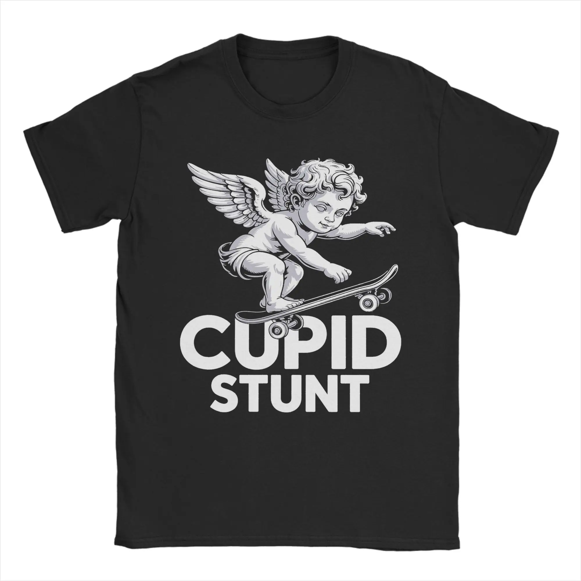 Funny Cupid Stunt Spoonerism Retro Skateboard Angel Skater T-Shirt for Men Crew Neck Cotton T Shirt Tees Gift Idea Clothing