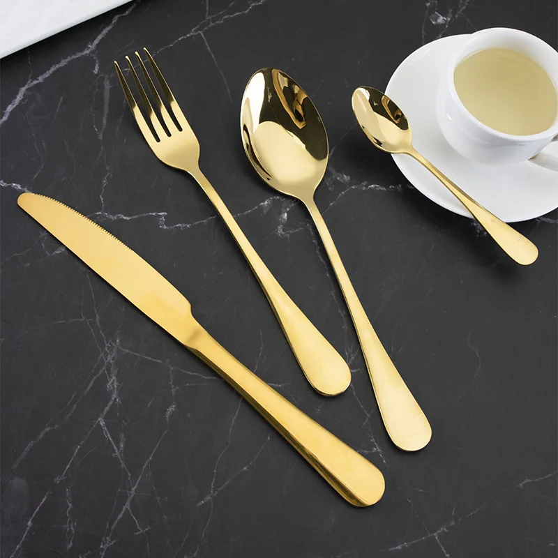 Withered Stainless steel tableware cross-border Amazon 1010 knife, fork, spoon main four piece set of 24 pieces in gold gift box