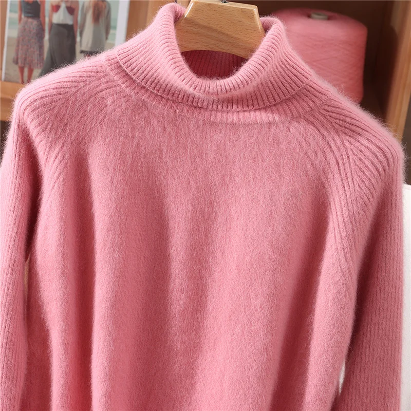 

Осенне-зимний свитер из норкового кашемира, свободный крой, с длинным рукавом, однотонный, вязаный, базовый пуловер, женский топ с разрезом