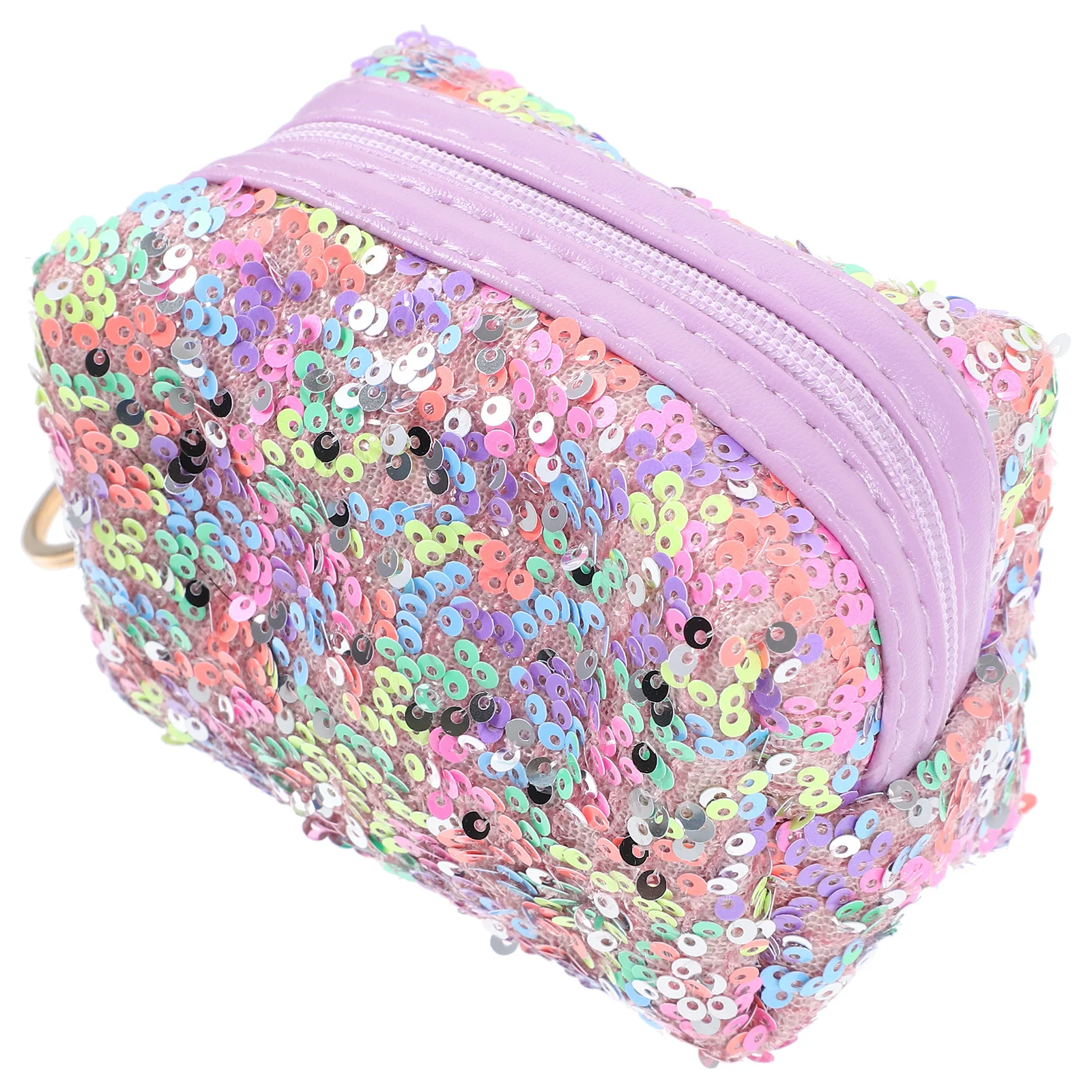

Mini Coin Purse Keychain Small Change Wallet Pouch Sparkling Sequin Design Versatile Bright Color Cute Accessory
