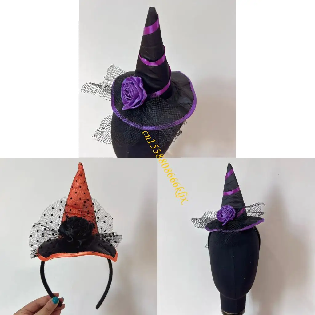 

Creative Witch Headwear Halloween Party Supplies Soft Fabric Hair Ornament Headwear For Sensitive Skin Kids 066C