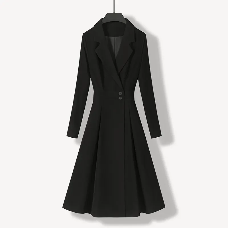 Imagem -04 - Trench Coat Meio Longo com Cinto para Mulheres Sobretudo Feminino Gola Solta Cabolsas Monocromáticos Nova Moda Primavera e Outono 2024