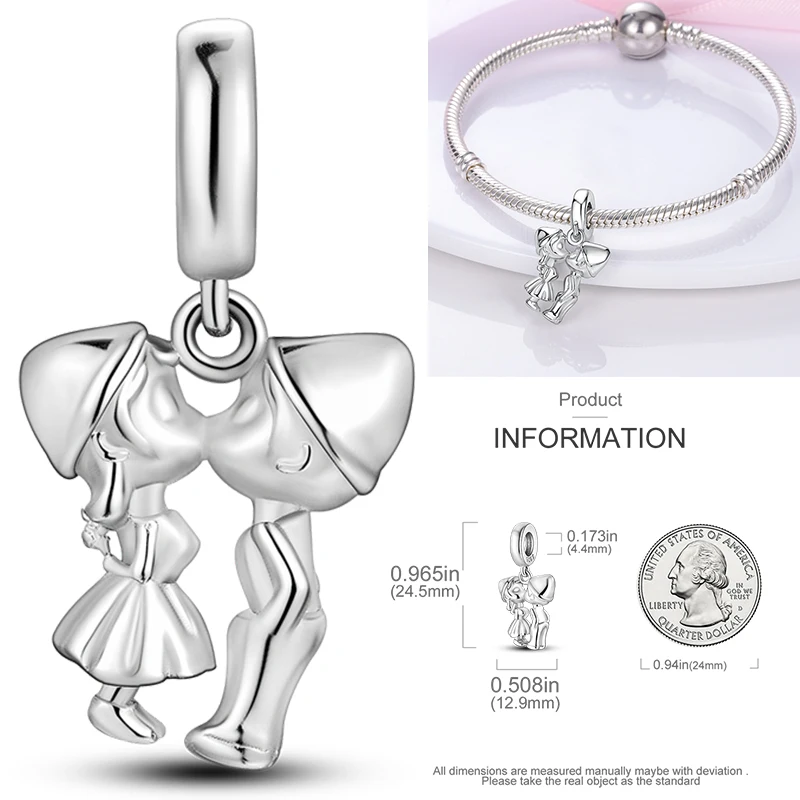 925 Sterling Silber Rosa Ballett-Mädchen Anhänger Junge Mädchen Schwestern Paare Anhänger Passend für Armband DIY Schmuck Original Mode für Frauen – Detail 26