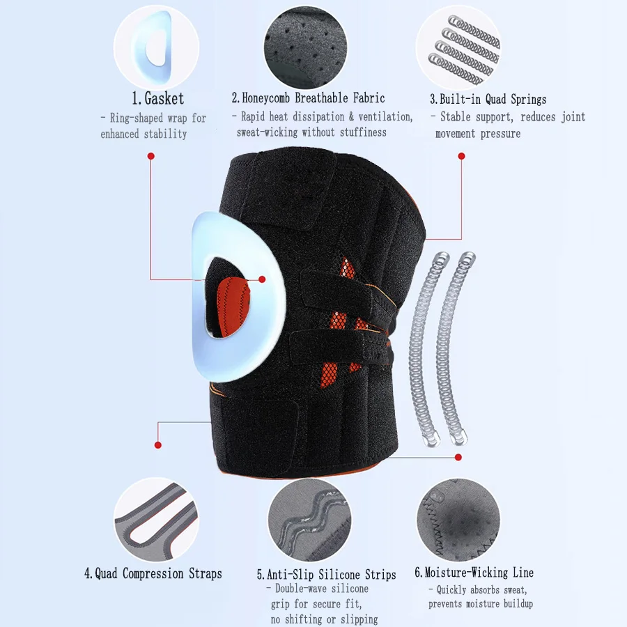 Adjustable Patellar Hinge Knee Brace for Men & Women, Ideal for Meniscus Injury Recovery, Durable Support for Joint Pain Relief