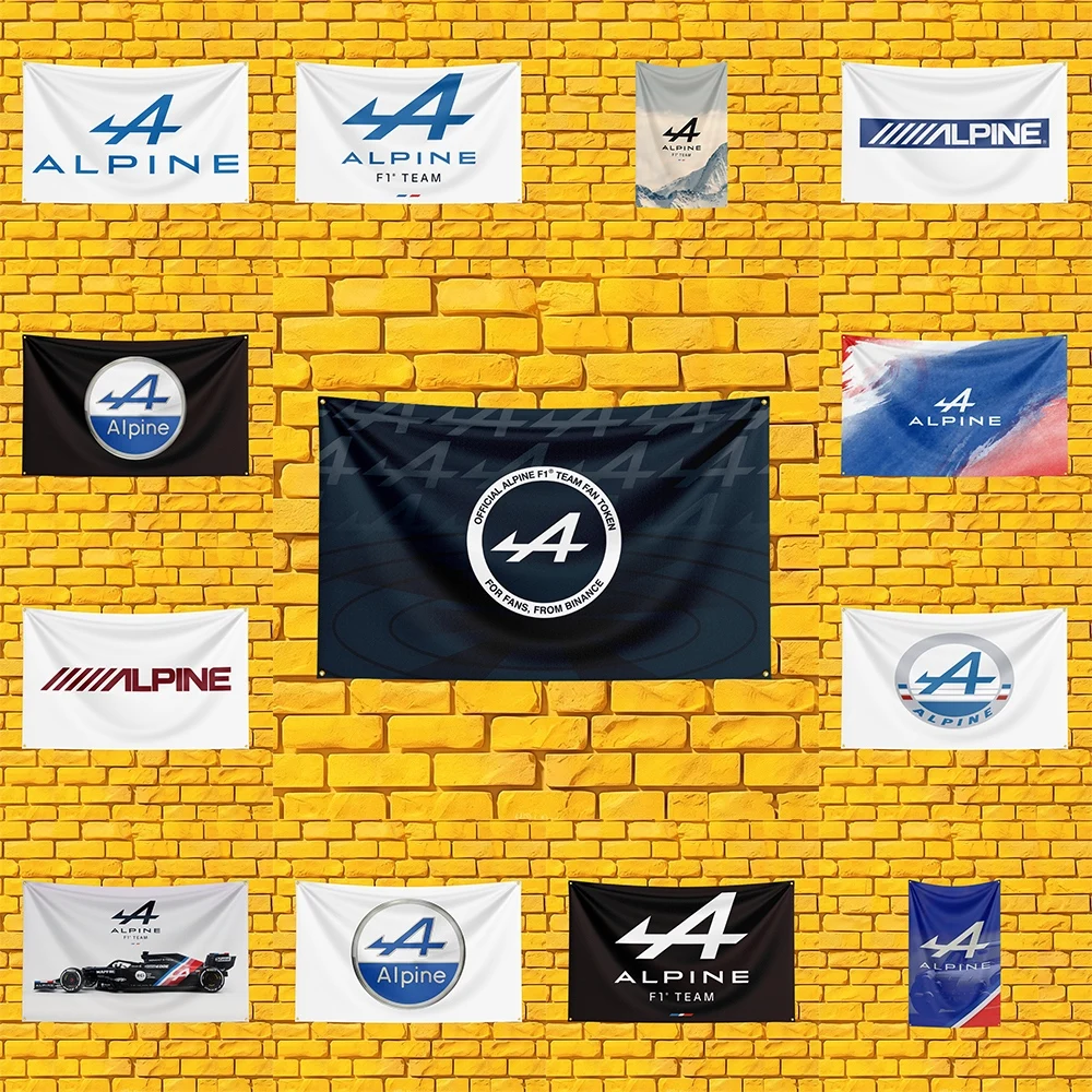 French Alpine Sport Coupe Sportscar Flag 3x5 FT Polyester Banner For Pit Garage Wall Decor Speed Fan Gift